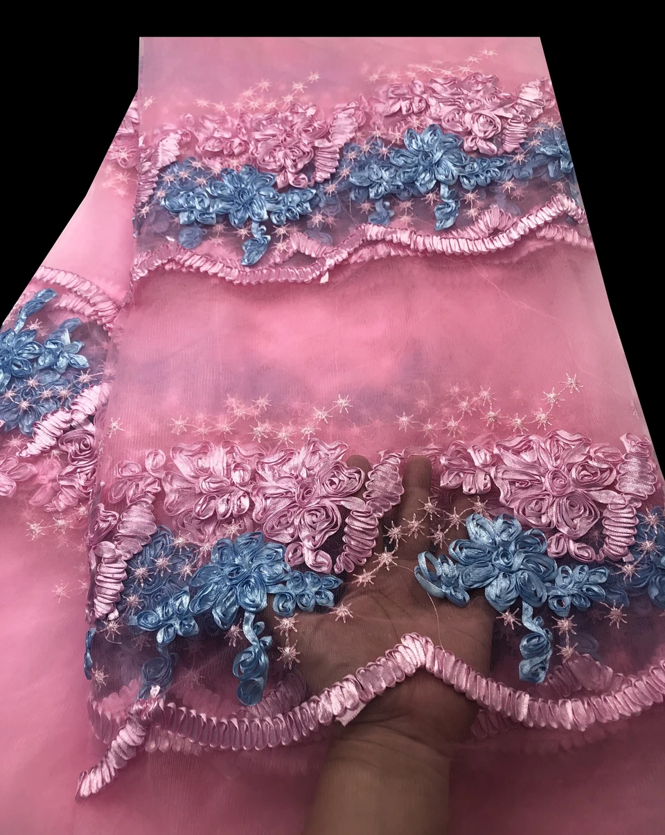 

Powder Blue Lace Fabric Women, Flower Tulle African Lace Fabric, High Quality Lace African Tulle Lace Fabric ALC-R012