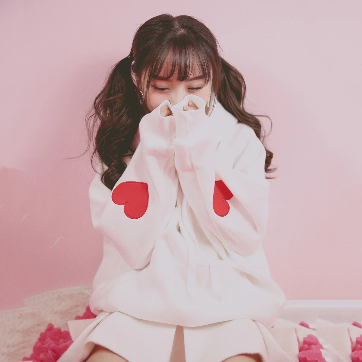 Японская уличная Kawaii Милая толстовка с капюшоном для женщин худи с вышивкой милые толстовки с длинными рукавами пуловеры Mujer