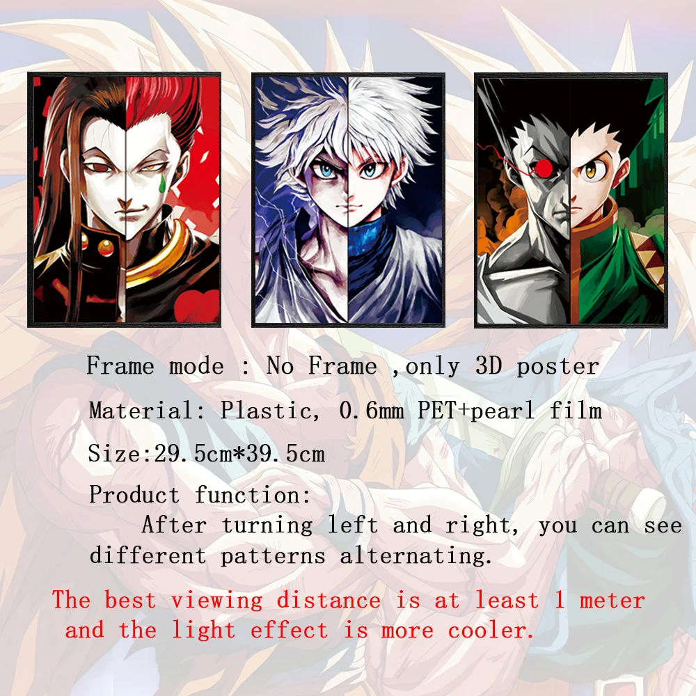 Охотник х 3D Lenticular печать аниме постер тройной переход Hisoka/Killua/GON Lenticurlar флип