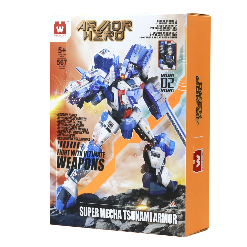 Мудрый блок небольшие блоки броня герой игрушечный супервоин-цунами