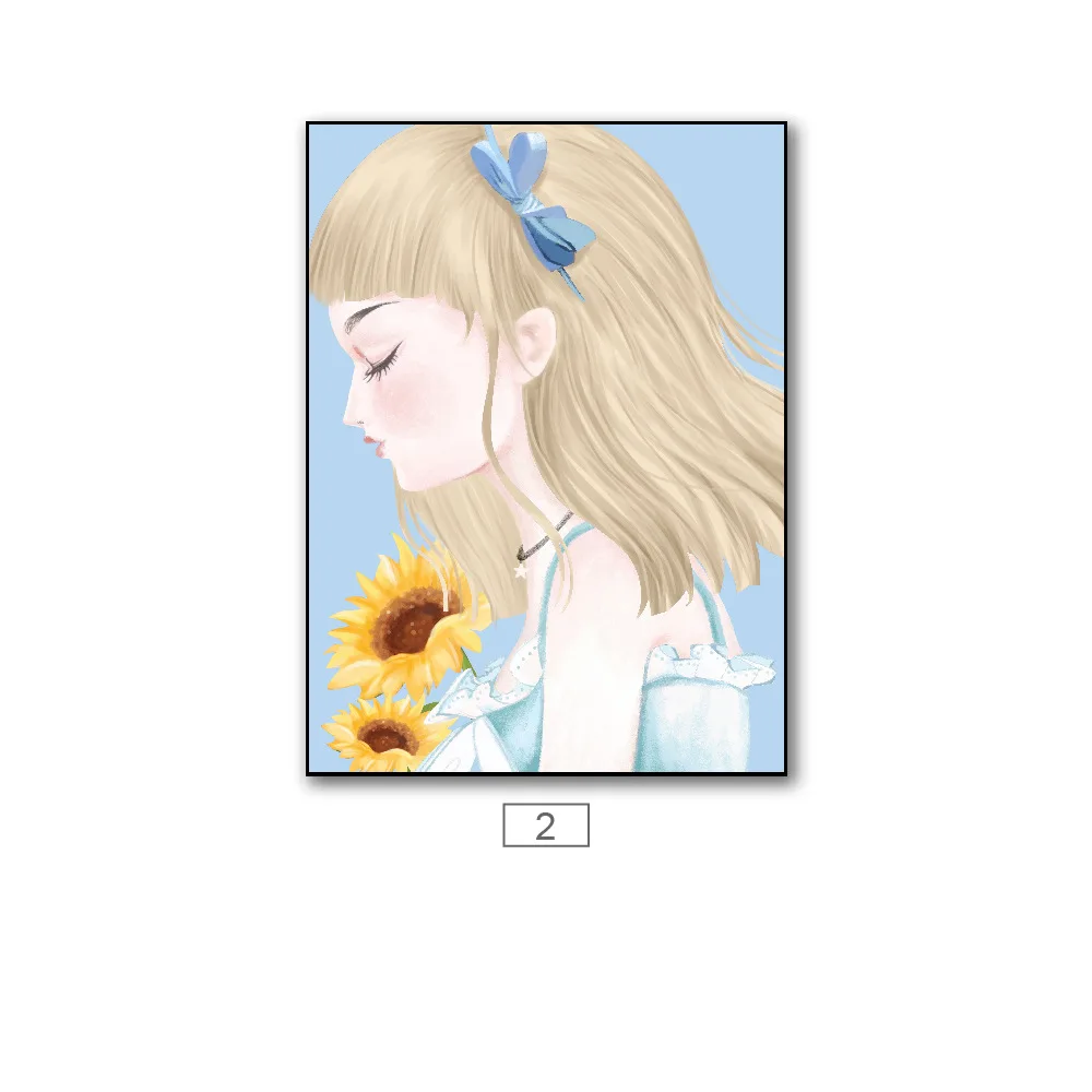 

Posters One Piece Canvas Painting Nordic Small Fresh Sunflower Decorative Painting Beauty Illustration Restaurant Living Room