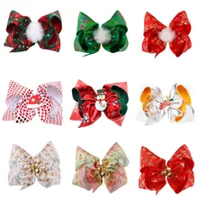 Oaoleer – pinces à cheveux avec nœuds JOJO de noël, 6 pouces, Barrettes, dessin animé, pompon, bonhomme de neige, épingles à cheveux pour bébés filles, accessoires mignons  (4)