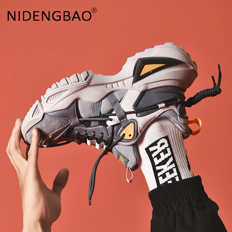 Platform Men's Sneakers Heighten 5cm Shoes for Men Sport Casual Breathable Male Shoe Walking Running Comfortable Footwear Big 45