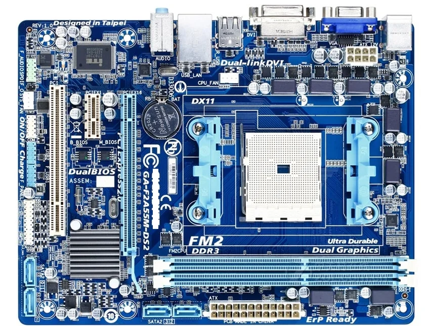 

GA-F2A55M-DS2 DDR3 Socket FM2 board F2A55M-DS2 USB2.0 A55 десктопная материнская плата