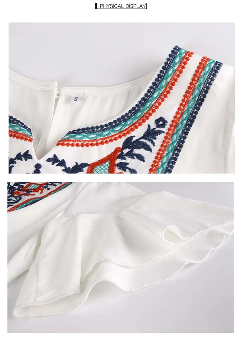 

New Printed Embroidery Women T-Shirt Casual Solid White Flare Sleeve Summer High Street Female Tees Tops W520