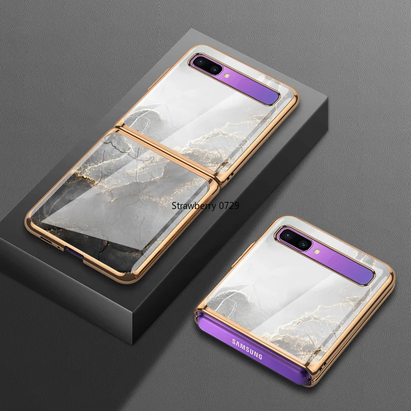 luxury plating tempered glass for samsung galaxy z flip 5g case shockproof protector for samsung z flip 5g z mobile phone case free global shipping