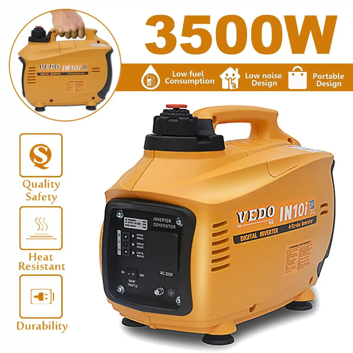 Портативный цифровой автомобильный бензиновый инвертор 3500 Вт 3 л кВт генератор