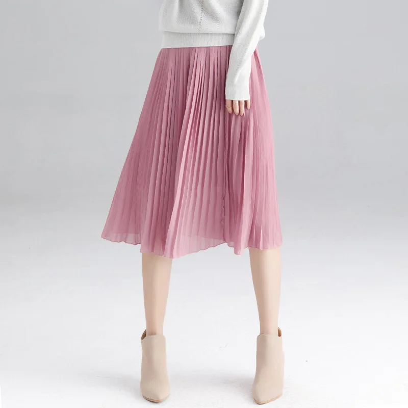 Романтические плиссированные юбки 2019 Осень Зима Новая Милая шифоновая