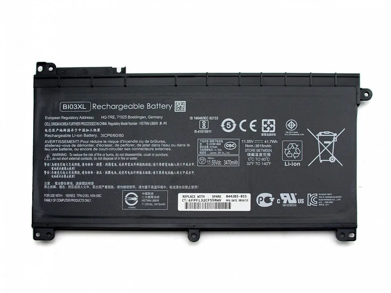 7XINbox 11,55 V 41.7Wh BI03XL ноутбук Батарея для hp HSTNN-LB7P 844203-850 843537-421 BI03XL