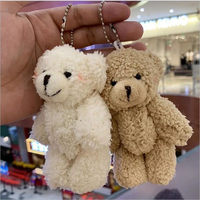 

1Pcs Curly Jointed Bear Plush Toys Blush Doll Accessories Key Chain Pendant Cute Bear Stuffed Toy For Girls Gift 11cm