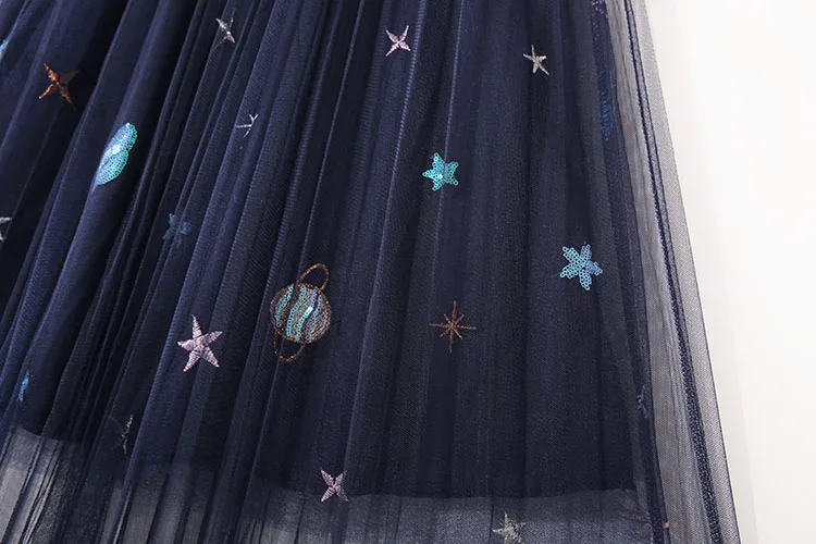 Женская кружевная юбка средней длины винтажная сетчатая элегантная Милая