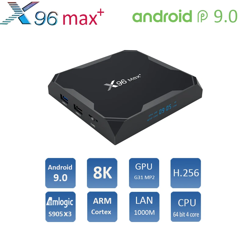 ТВ приставка X96 MAX Plus Android 9 0 Amlogic S905X3 1000 м X3 2 4 ГГц Wi Fi поддержка Smart TV|ТВ-приставки и