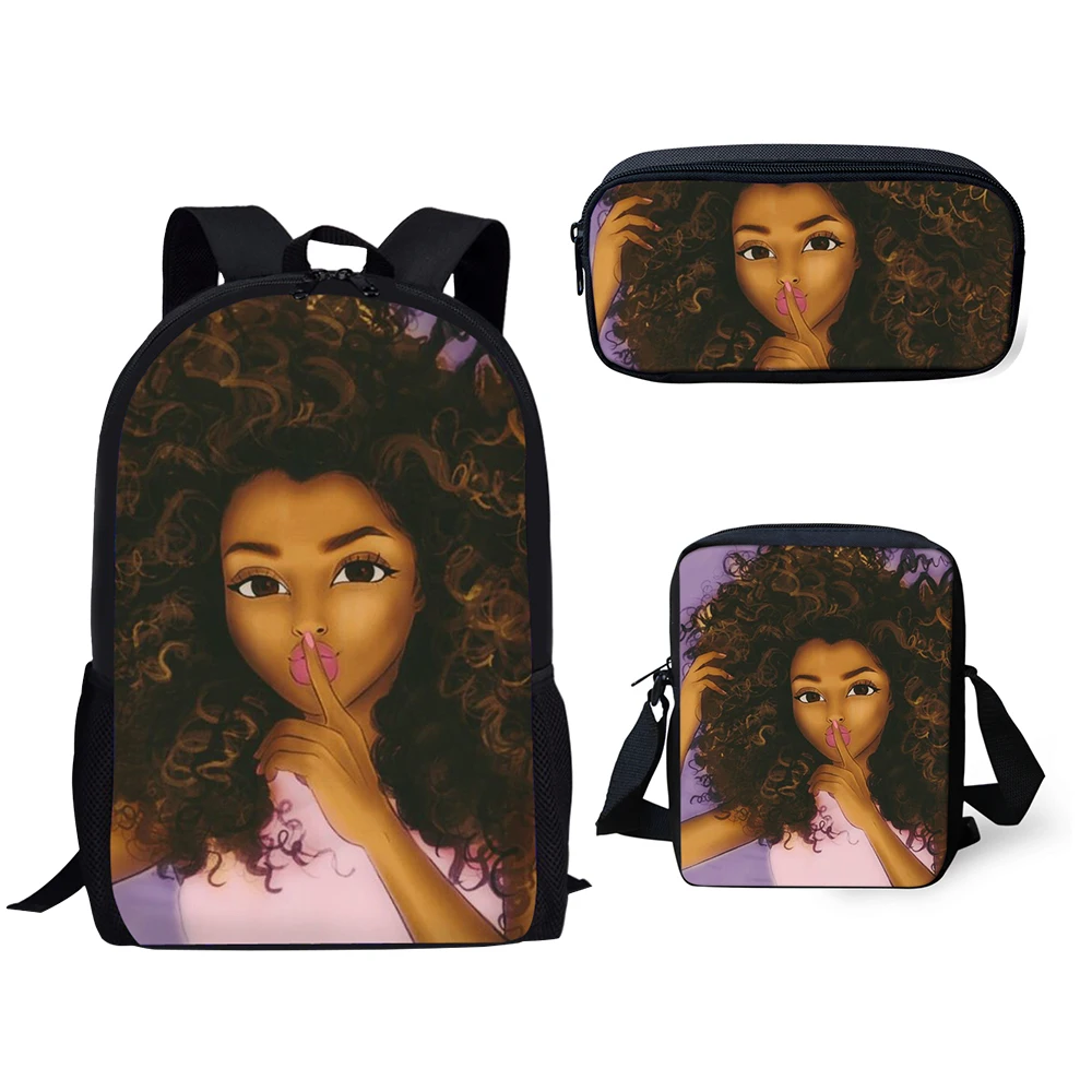 HaoYun 3 шт./компл., детский рюкзак, школьный рюкзак с рисунком для девочек в африканском стиле, черный дизайнерский комплект с сумками для книг ...