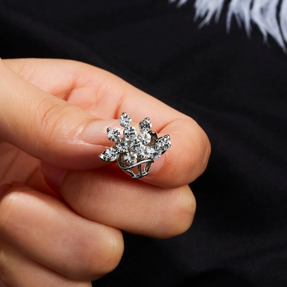 Хрустальные маленькие милые геометрические полые стеклянные цветы горный хрусталь маленькая брошь булавки для женщин элегантное свадебное Ювелирное Украшение с букетом подарки
