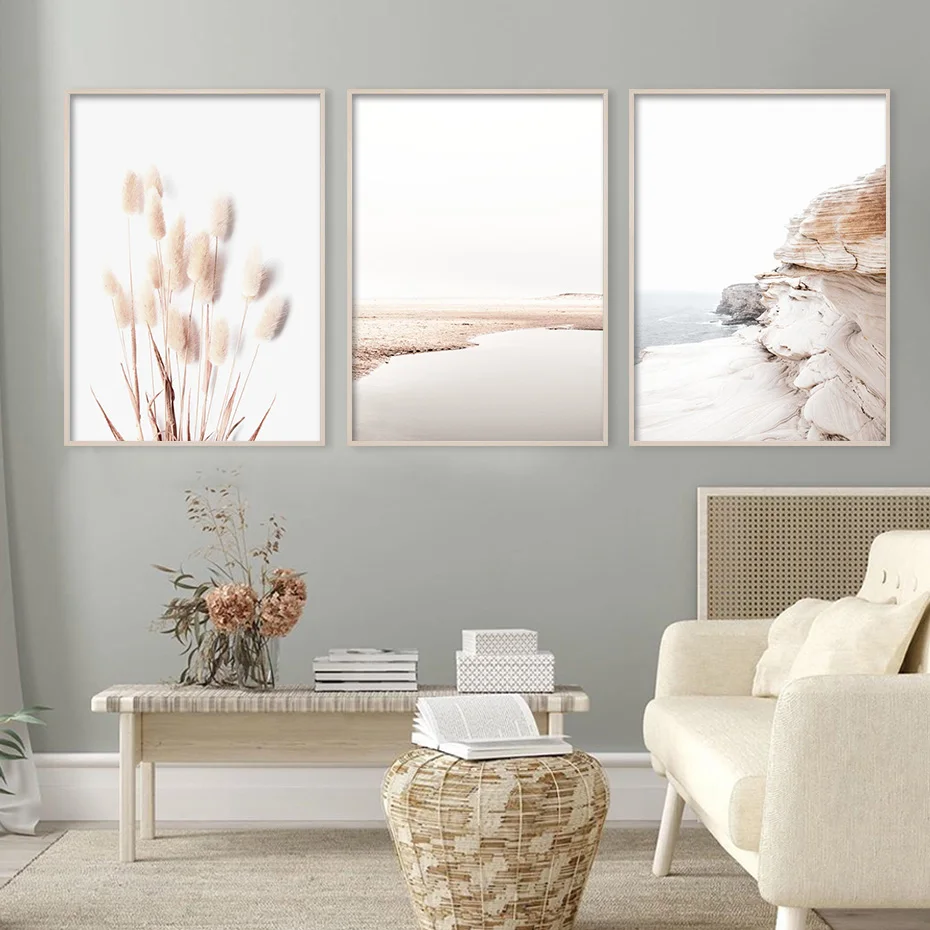 

Bohemia Landscape Gallery Wall Art Print Warm Pampas Grass Beach Canvas Painting Poster and Prints for living Room Home Decor