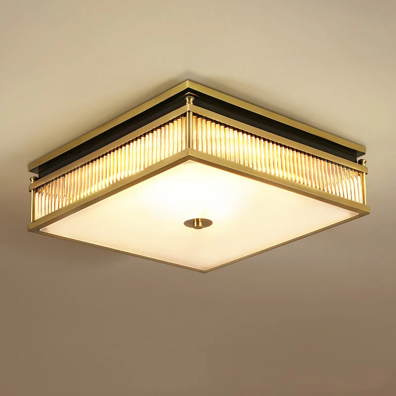 Современные золотистые медные потолочные светильники квадратные светодиодные