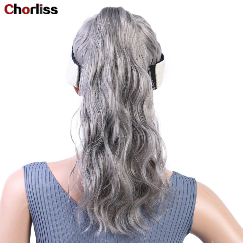 

Baseball Cap With Medium Long Wavy Ponytail Synthetic Wigs Brown Gray Fashion Daily Life Wigs High Temperature Fiber Wigs Women