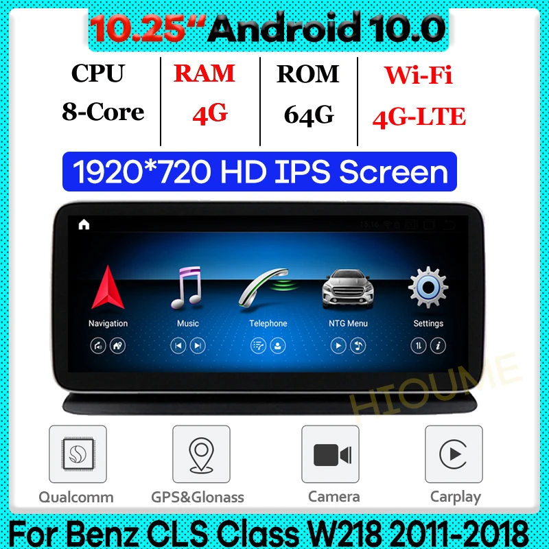 Автомобильный мультимедийный плеер 10 25 дюйма Snapdragon Android 0 GPS для Mercedes Benz CLS Class W218 2011
