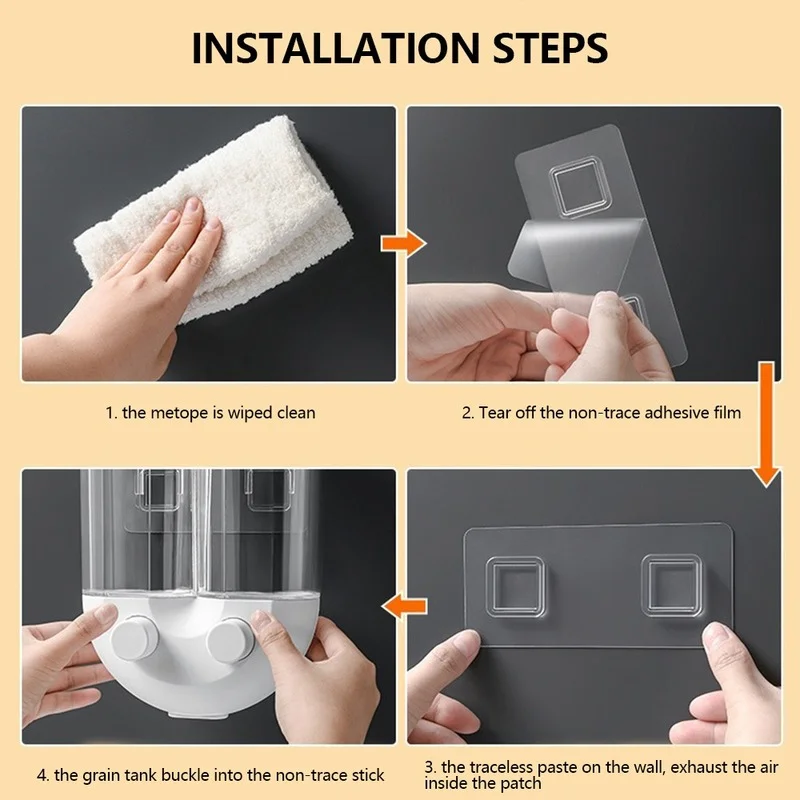 

Automatic Grain Storage Box Cereal Dispenser Food Tank Kitchen Rice Container Organizer Wall Mounted Plastic Storage Cans Tool