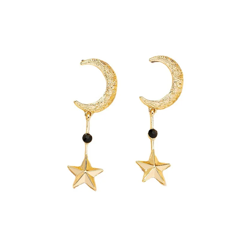 

Ins Gold Embossment Flowers Crescent Moon Star Geometric MInimalism Piercing Earrings Vintage Trendy Women Party Jewelry