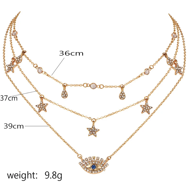 

XNMY Vintage Crystal Choker Necklace for Women Rhinestone Demon Eye Stars Pendant Collar Necklace Female Party Jewelry Gifts