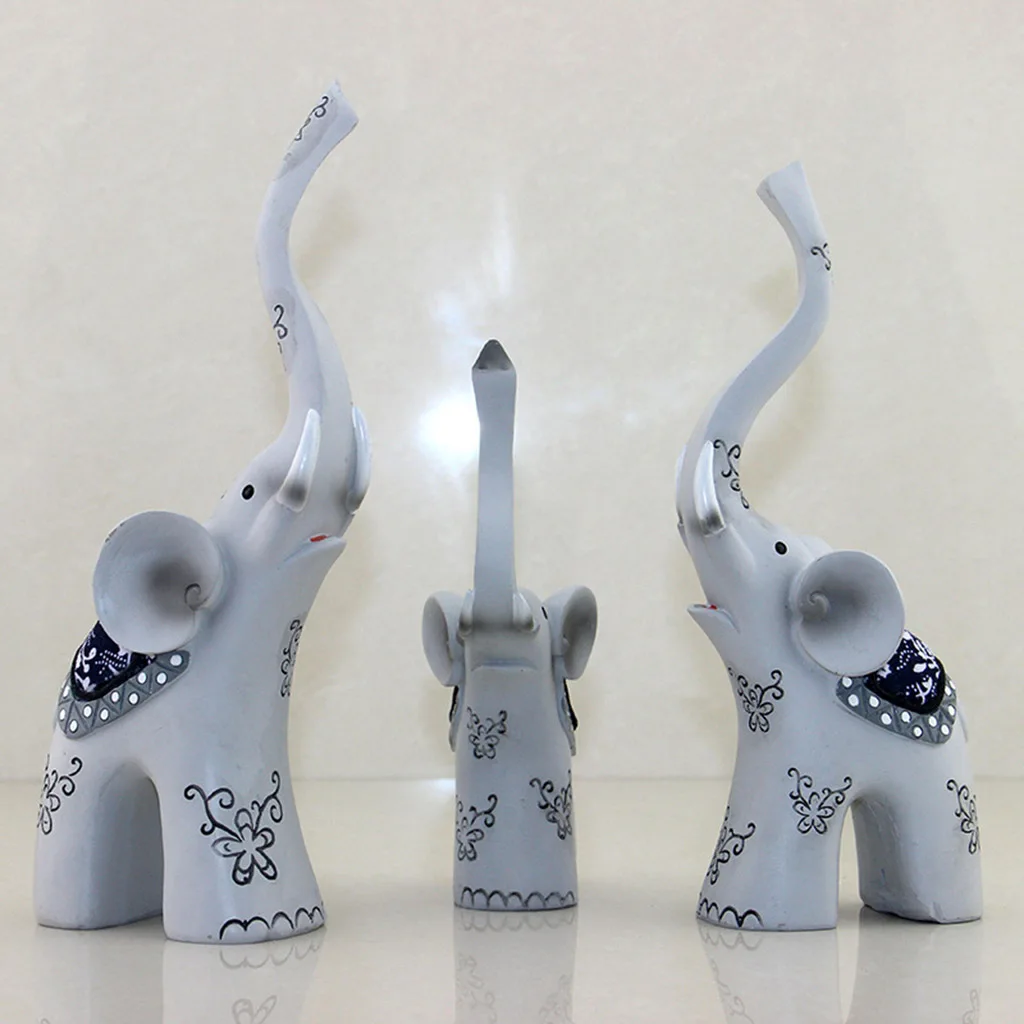 Фигурки животных пара слонов из смолы 3 шт. | Дом и сад