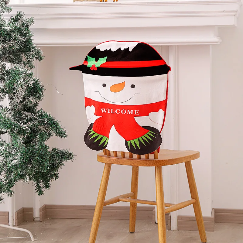 

Santa Claus Snowman Chair Cover Christmas Dinner Table Decoration Reindeer Dining Chair Slipcovers Xmas Party Decor Supplies