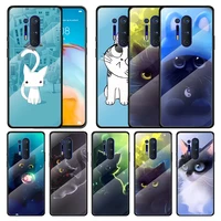 tempered glass cover cute cat cartoon for oneplus 9r 9 8t 8 nord z 7t 7 pro 5g shockproof shell phone case capa