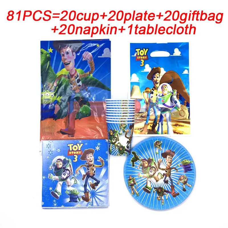 

81PCS Disney Toy Story Disposable Paper Napkin Banner Tablecloth Straw Cup Plates Baby Shower Birthday Party Decoration Supplies