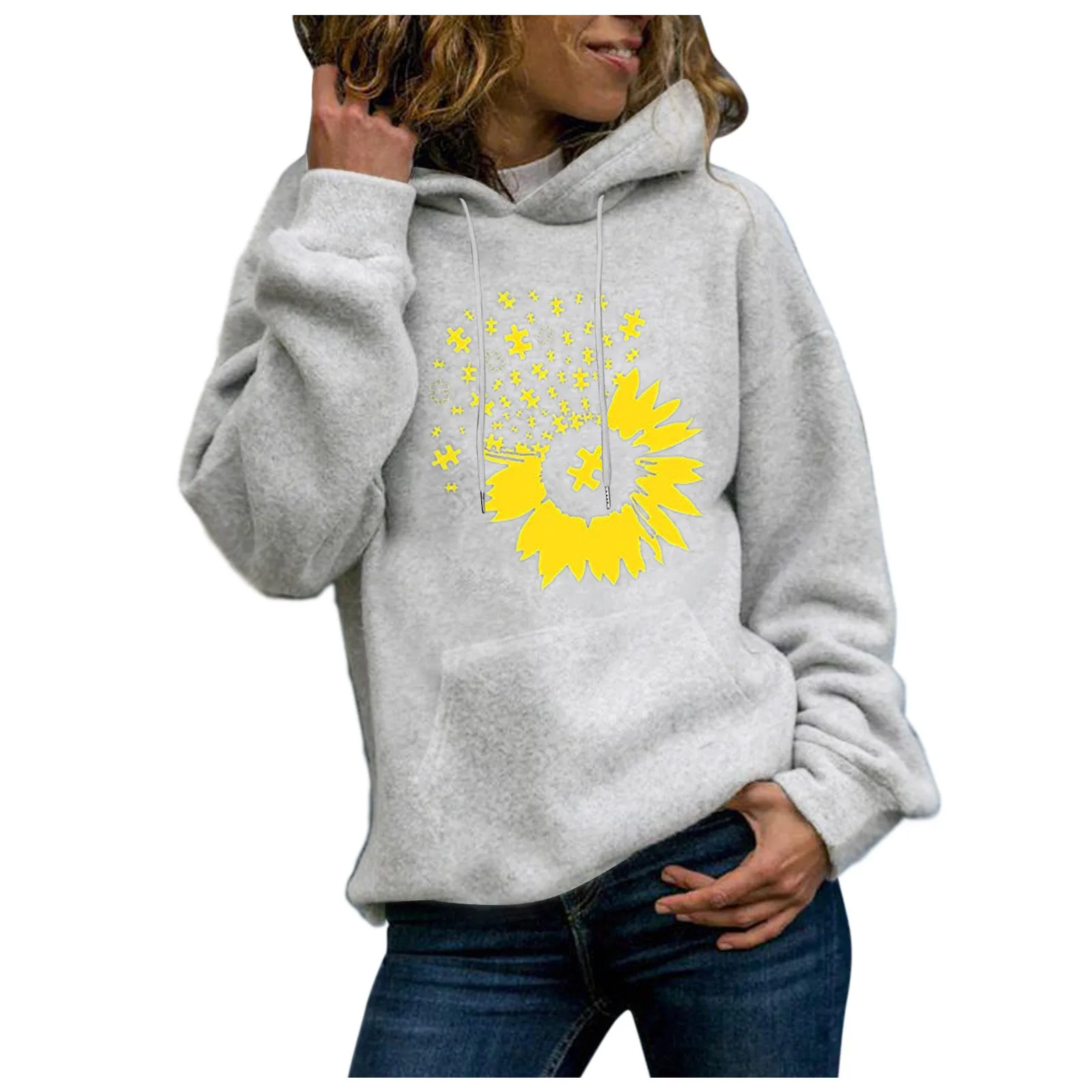 59# Women Hoodies Sweatshirt Casual Long Sleeve Flower Print Ladies Sweatshirts Tops Oversized Hoodies Sweatshirt Streetwear