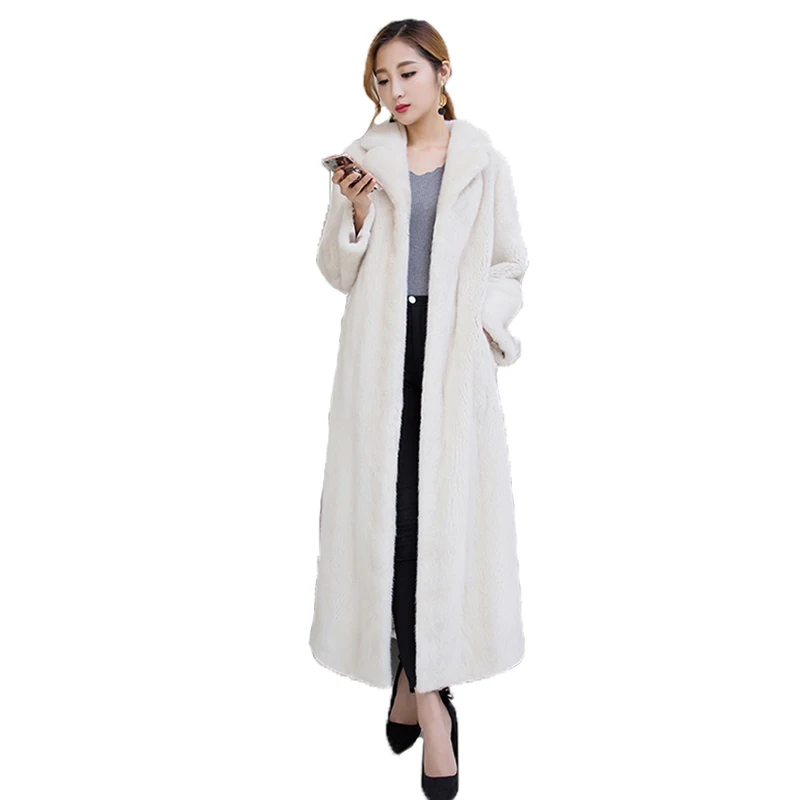 

Fstmxur 2021 New Update Copenhagen Imports Velvt Mink Fur Coat Womens Full Sleeve Turn-Down Collar Warm X-Long Mink Fur Coats