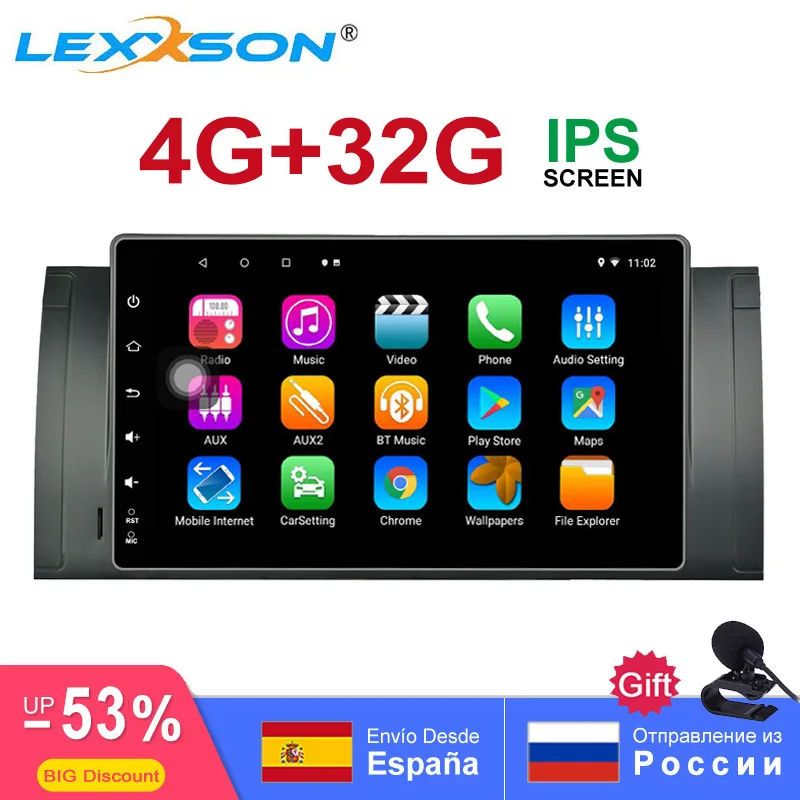 Автомобильный мультимедийный плеер IPS Android 10 Восьмиядерный 4 Гб + 32 ГБ 1024*600 радио