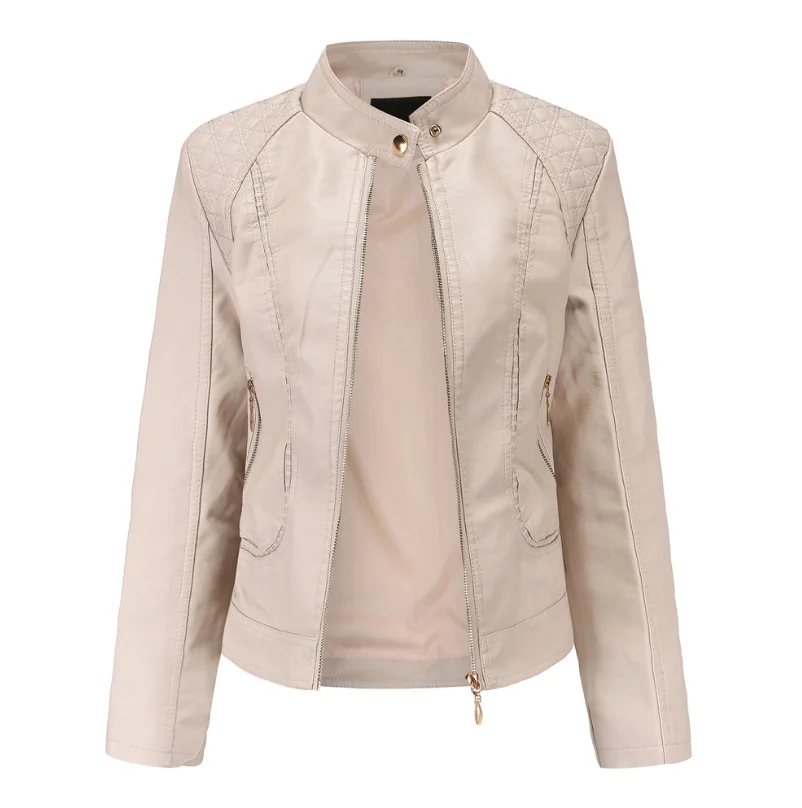 Женская байкерская куртка из ПУ кожи черная или красная кожаная с воротником