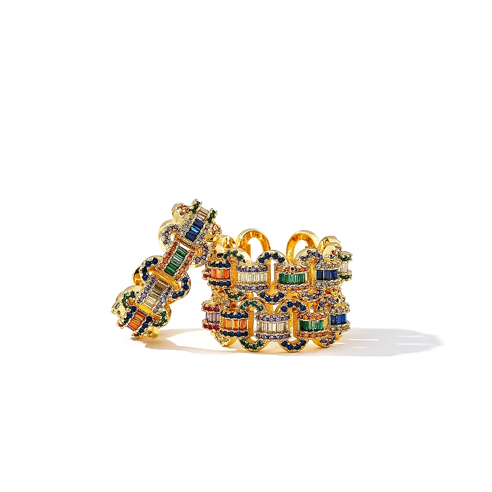 YMYW роскошное Открытое кольцо с кубическим цирконием яркие изысканный