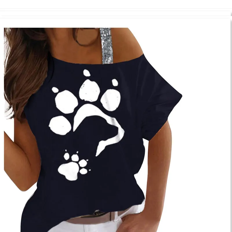 

Women's t Shirt Summer 2021 Solid Print Sexy Shoulder Short Sleeve Top Ladies Casual Girls Shirts Loose t Shirt Women Top Tees