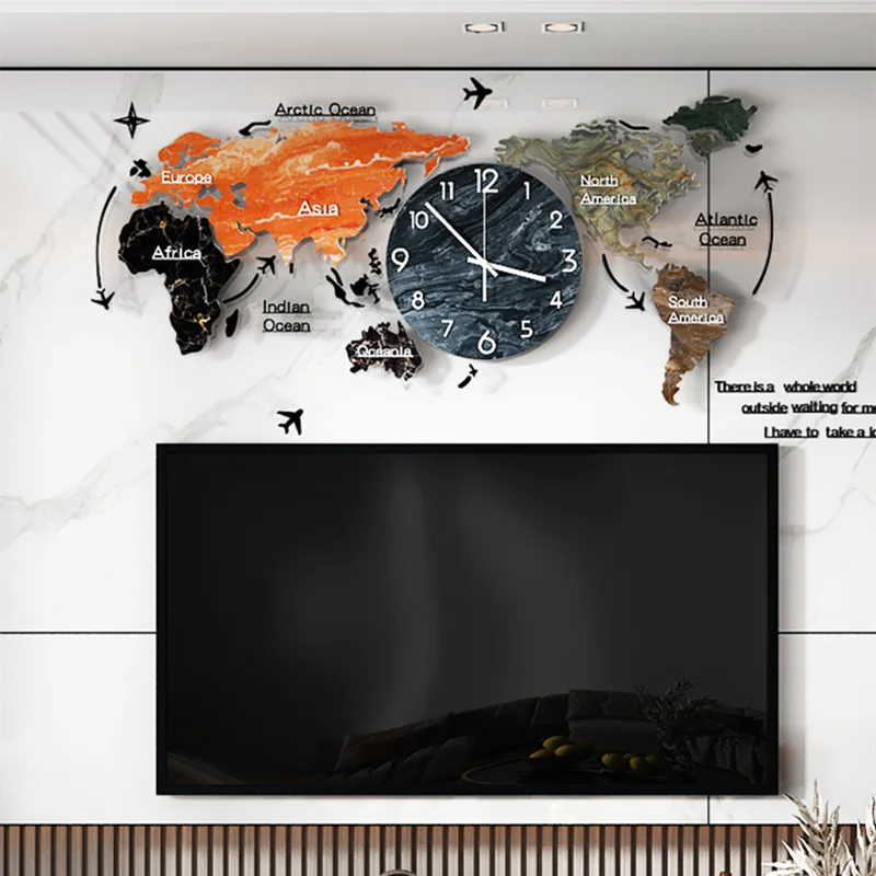 

Acrylic Wall Clock 3D Modern World Map Clock for Home Kitchen Wall Decals Sofa Backgroud Clock Living Room Decor Horloge