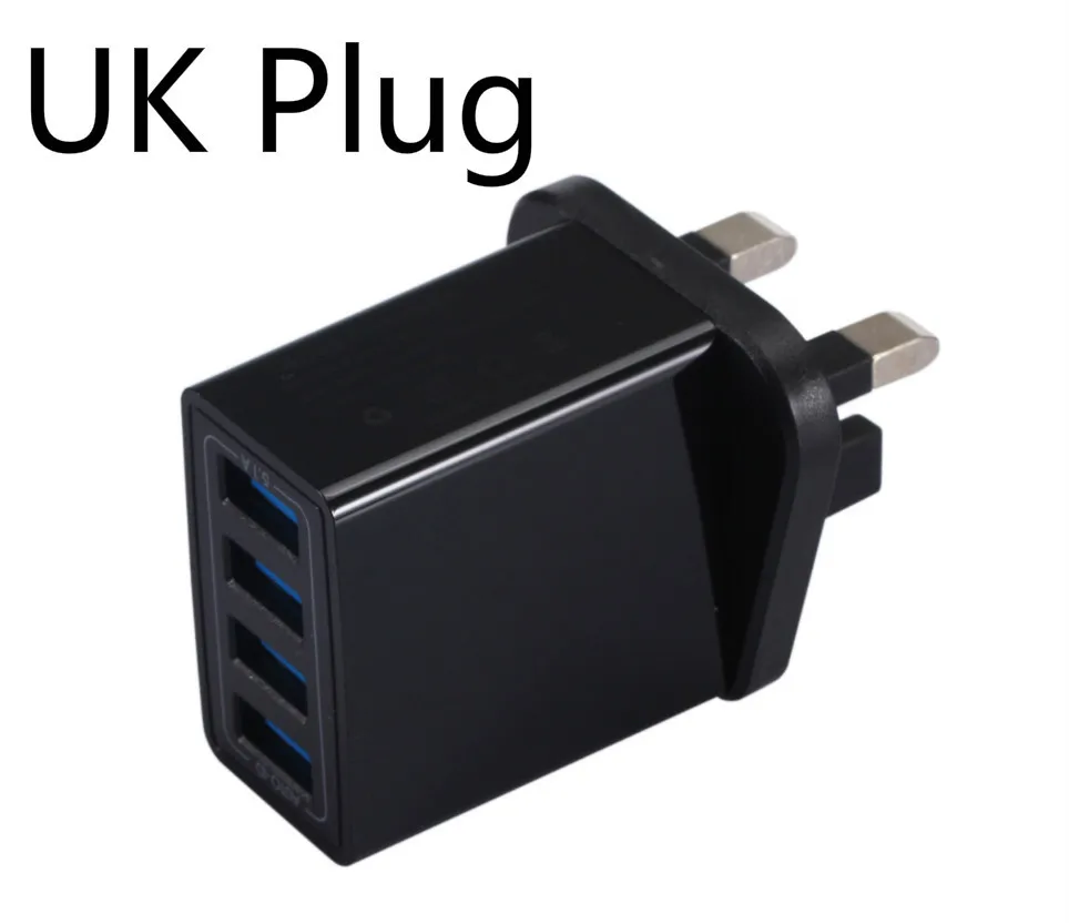 5.1A 4 порта USB зарядное устройство адаптер дорожное настенное зарядное устройство мобильный телефон быстрое зарядное устройство для iPhone X 8 6s Plus для samsung смартфон - Тип штекера: UK BLACK