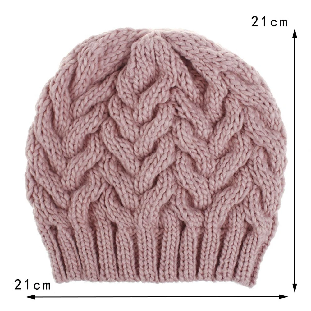 

Fashion Women Solid Color Cable Knit Beanie Hat Winter Warm Outdoor Elastic Cap