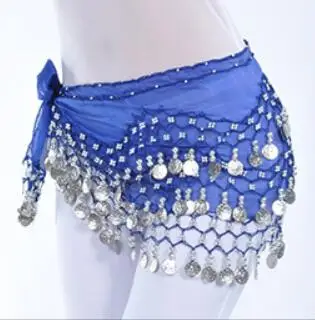 Женский костюм для танца живота шифоновый с золотыми монетами и цепочкой