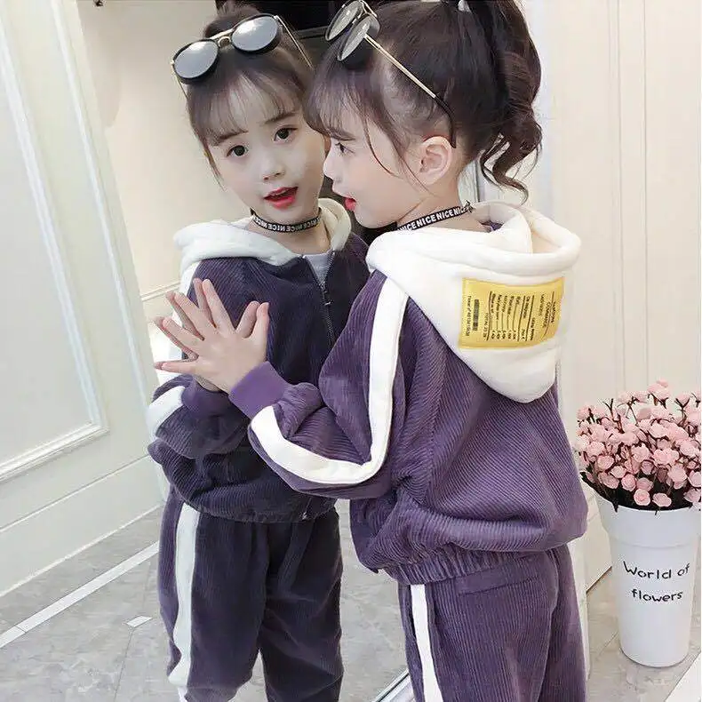 Костюм для девочек на осень и зиму 2019 новая детская куртка модная одежда из двух