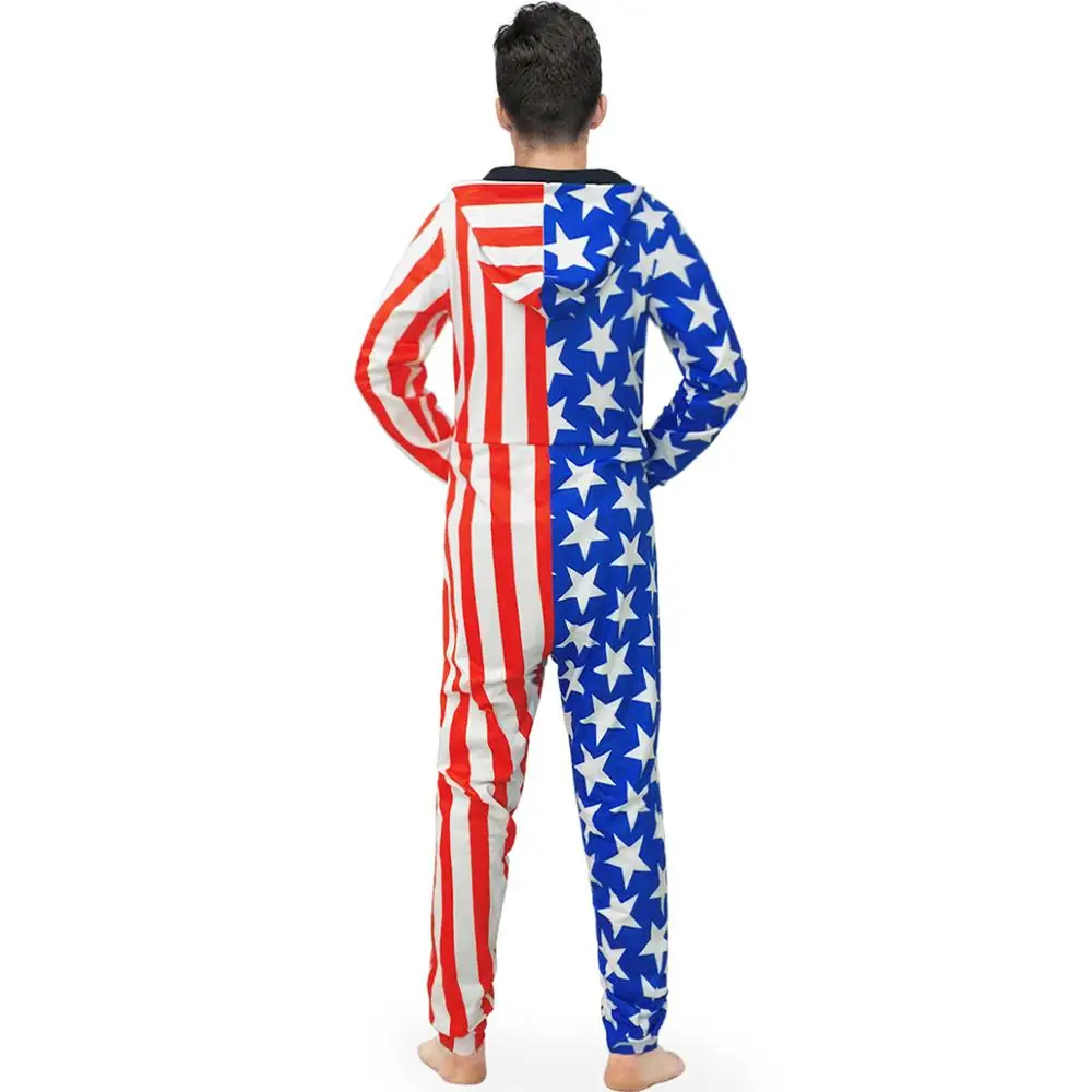 Модный мужской комбинезон со звездами и полосатые комбинезоны удобная Пижама