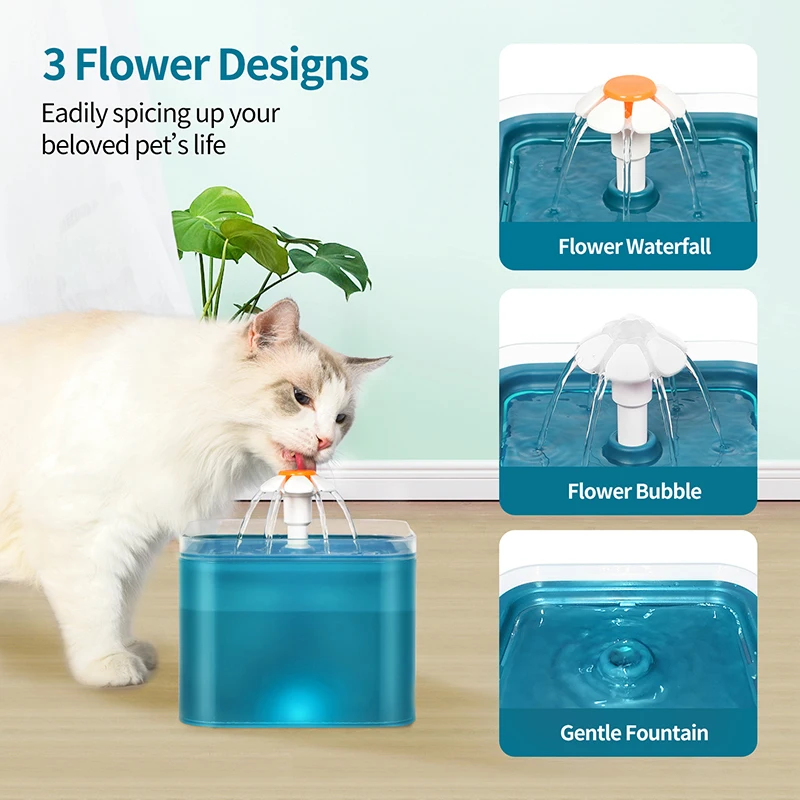 

Automatic Cat Water Fountain With Infrared Motion Sensor LED Light Power Adapter Pet Feeder Bowl Drinking Dispenser Container