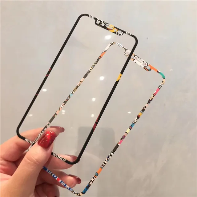 Закаленное стекло 9H для iPhone 11 Pro Max X Xs XR XS защитная пленка экрана с мультяшным