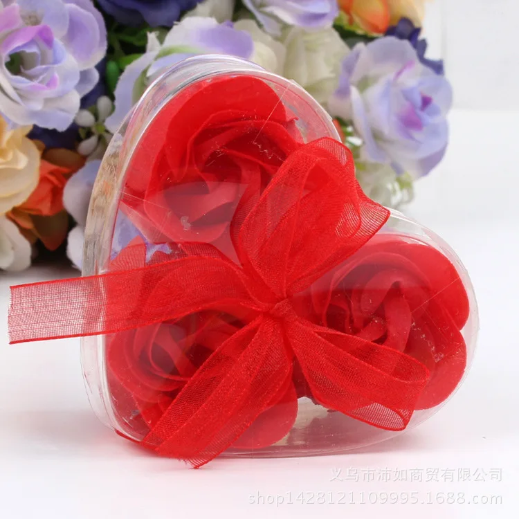 

Hot Sale 20boxes Scented Bath Body Flower Soap Rose Petal in Heart Box Wedding Favor
