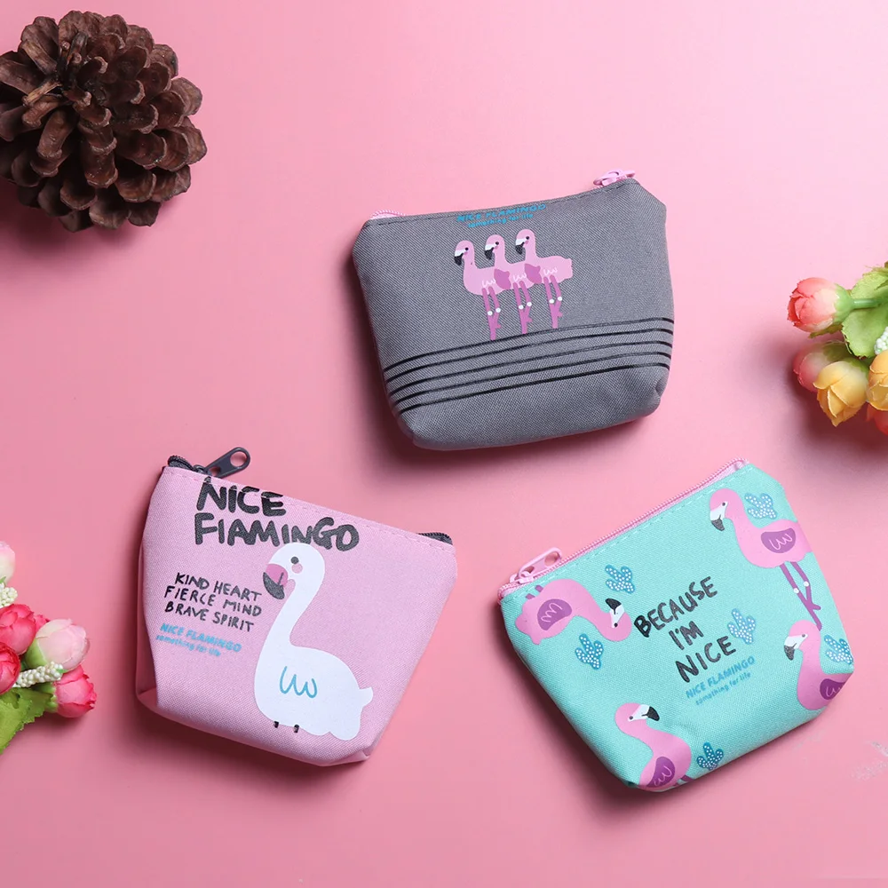 Кошелек с изображением фламинго дневник милый холст кошельки для монет на молнии