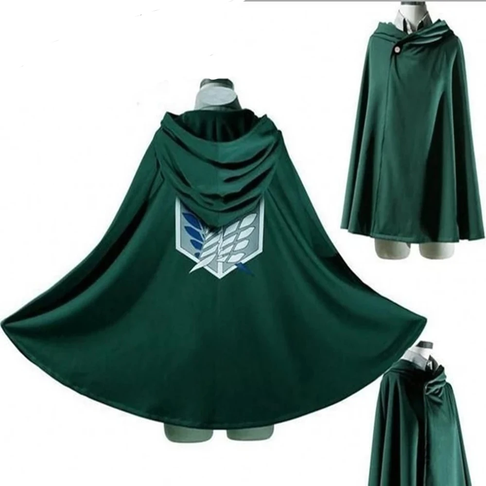 

Japanese Hoodie Anime Cloak Shingeki no Kyojin Scouting Legion Cosplay Costume Green Black Cape Mens Clothes