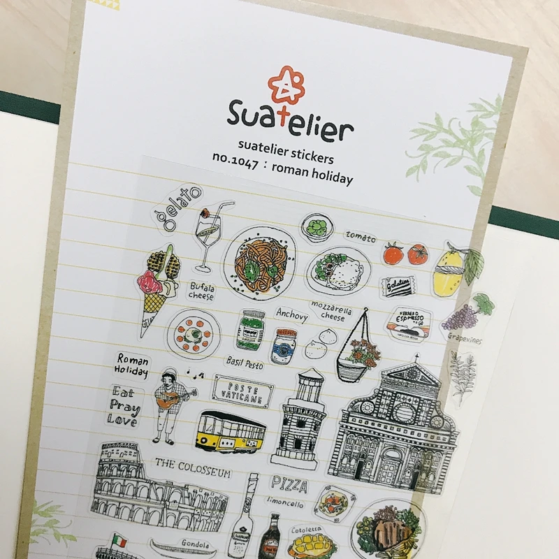 

Sonia Italy View PET Cutting Die Sticker Roman Holiday Leaning Tower Of Pisa Ice Cream Closseum Decorative DIY Hobby Crafts