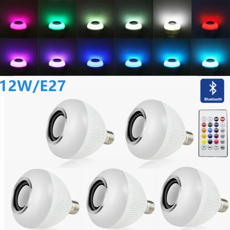 

Умная лампа E27 12 Вт, светодиодная лампа RGB светильник Беспроводная аудиоколонка, музыкальное воспроизведение, лампа с регулируемой яркостью...