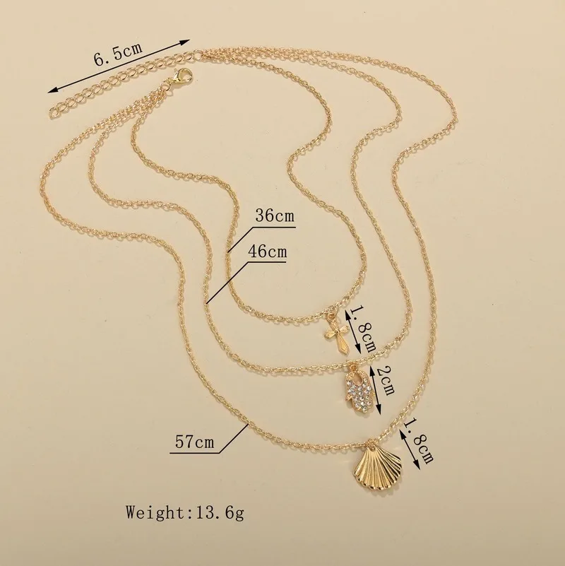 

Gold Color Choker Necklace for Women Vintage Cross Multi-layer Necklace Alloy Shell Chokers Female Fashion Jewelry