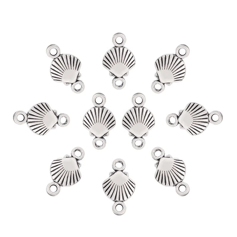 30 x тибетская Серебряная ракушка гребешок Seashell соединитель бусины амулеты
